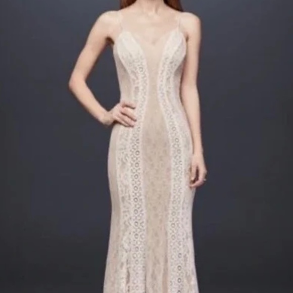 Dresses & Skirts - Wedding gown dress stretch boho ivory tan white lace new with tags